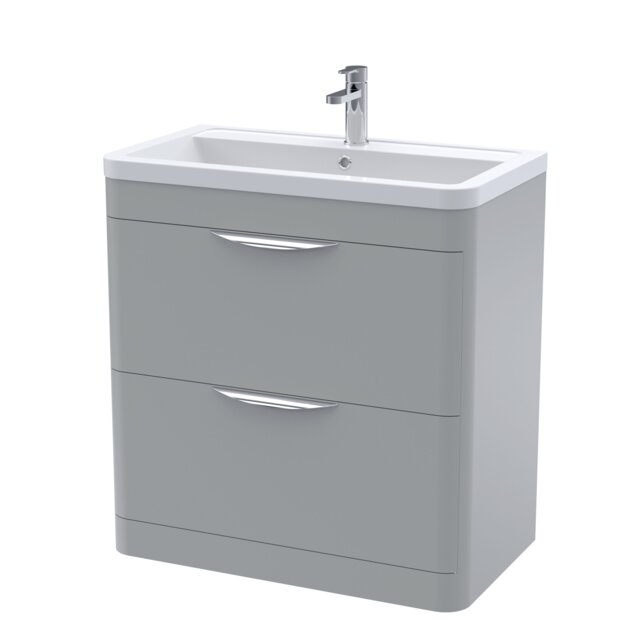 Balterley Aldershawe 2 Drawer Vanity Unit, Ceramic Basin, 800mm, Grey
