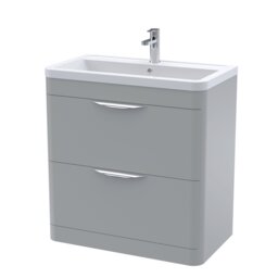 Balterley Aldershawe 2 Drawer Vanity Unit, Ceramic Basin, 800mm, Grey
