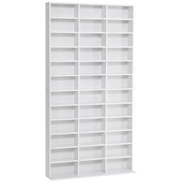 HOMCOM 1116 CD 528 DVD Storage Unit, Media Storage Shelf, Wooden Display Unit with Adjustable Shelves, 102 x 195 cm, White