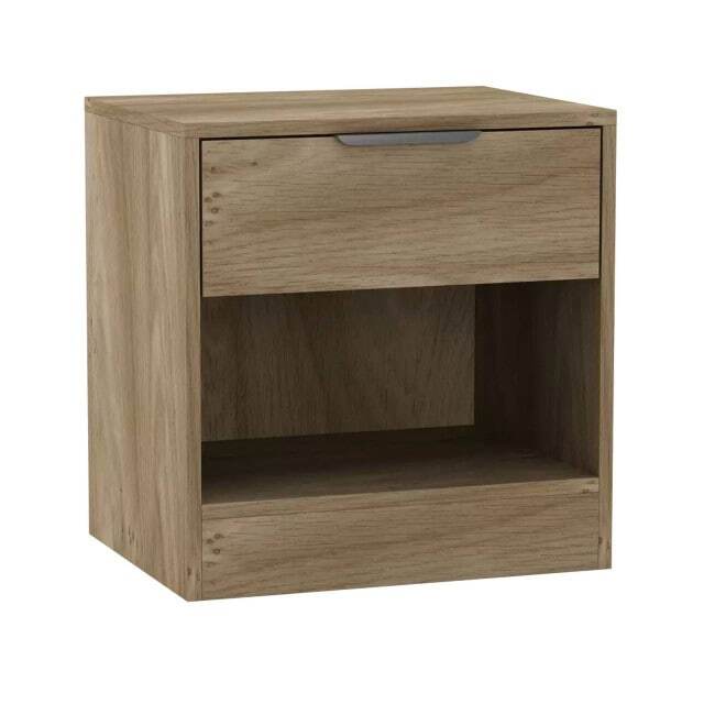 URBNLIVING 1 Drawer Bedside Table With Storage Brown Oak 1 Unit