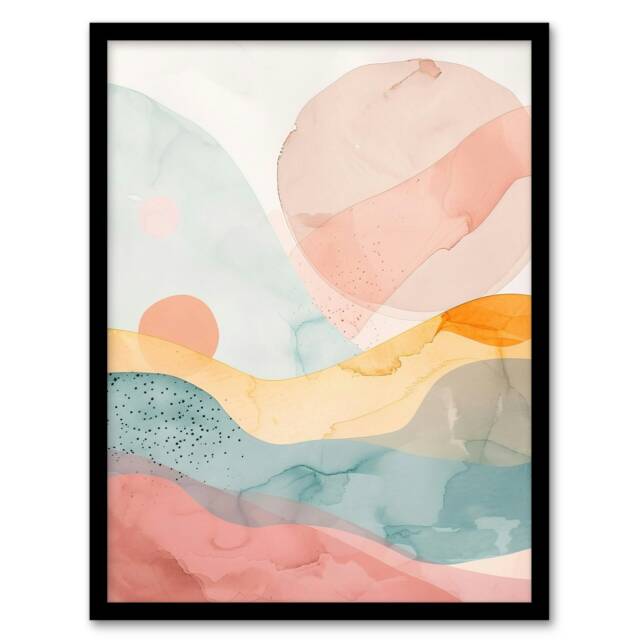 Abstract Yorkshire Dales Park Sunset Home Decor Black Framed Wall Art Print A4