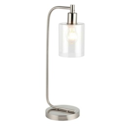 Toledo 1 Light Table Light Brushed Nickel & Clear Glass, E27