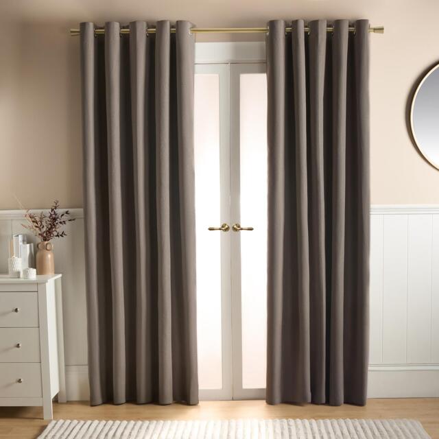 OHS Woven Textured Blackout Eyelet Curtains - 66x72 inch Brown Mink