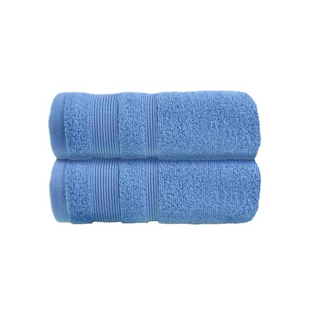 Zero Twist Egyptian Cotton Hand Towels Pack of 2 - Cornish Blue