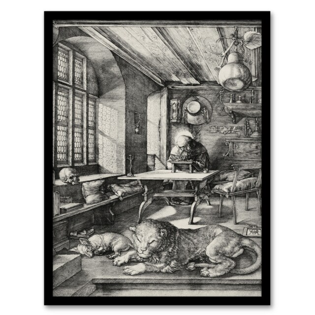 "Saint Jerome in His Study Albrecht Durer Framed Wall Art Print 12X16"""
