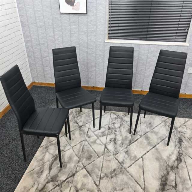Dining Chairs Set of 4 Black Faux Leather Kitchen Chairs