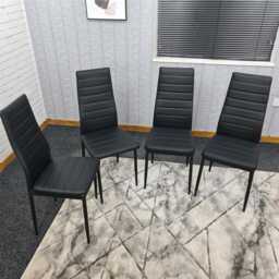 Dining Chairs Set of 4 Black Faux Leather Kitchen Chairs