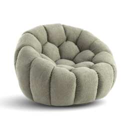 Teddy Boucle Fabric Sage Green 1 Seater Swivel Sofa ATRANI