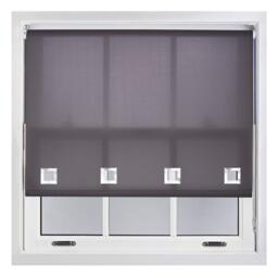 FURNISHED Daylight Roller Blinds with Large Eyelets Cut to Size Sheer Fabric Grey Dark Grey (W) 90cm x (L) 165cm