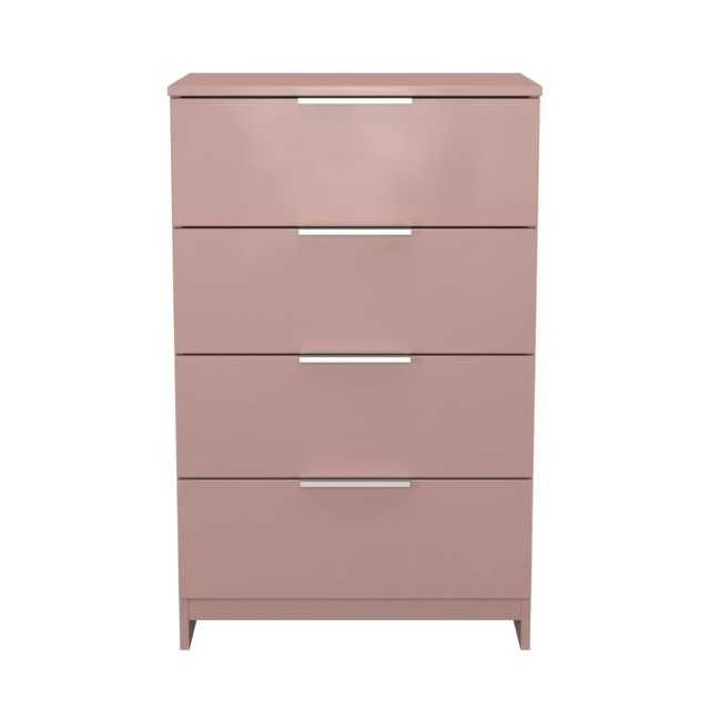 Dover 4 Drawer Midi Chest of Drawers in Kobe Pink (Ready Assembled) Pink Kobe Pink