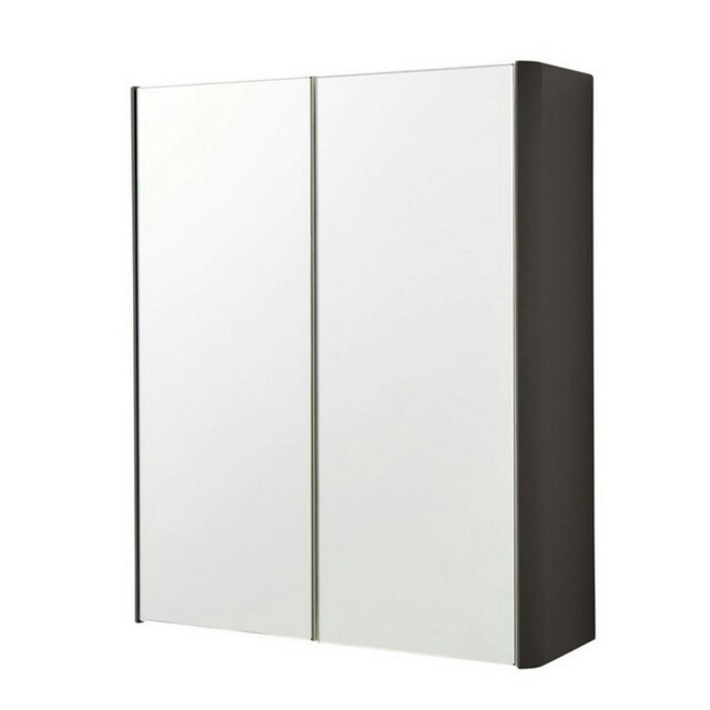 2-Door Mirror Bathroom Cabinet 600mm H x 500mm W - Matt Graphite - (Arch) Grey Grey 1