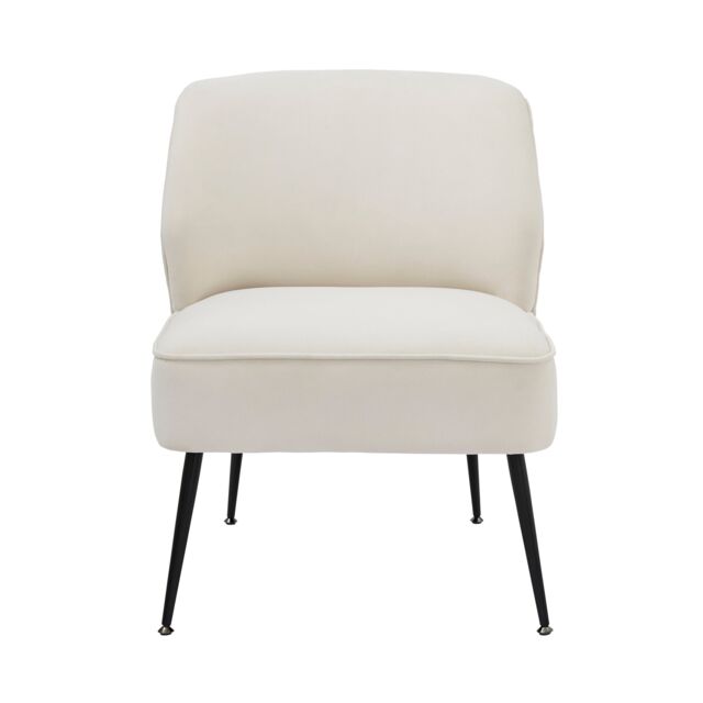 Ava Velvet Accent Chair Cream Natural