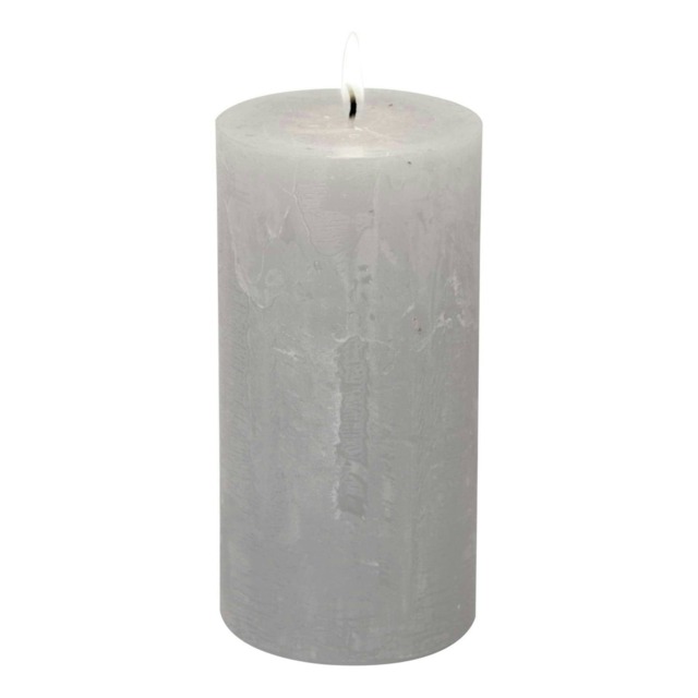 IHR Pillar Candle Medium Solid Colour Unscented 14cm Silver