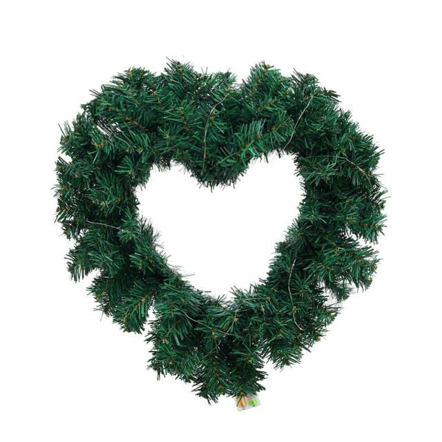 Living and Home Christmas Artificial Heart-shaped Garland with 3M Light String