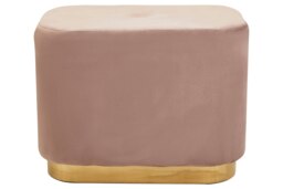 Orsina Dusty Pink Square Stool with Gold Base, Velvet Upholstered Makeup Stool, Pouffe Footstool with Modern Link