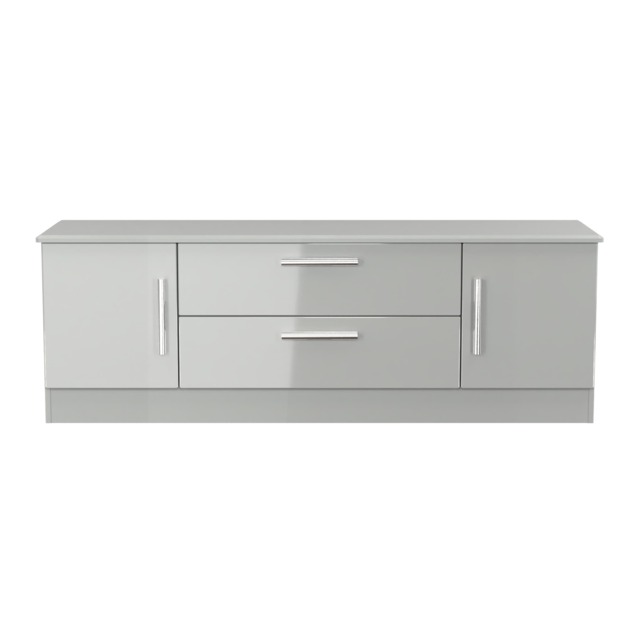 Windsor 2 Door 2 Drawer Wide TV Unit in Grey Gloss & Dusk Grey (Ready Assembled) Grey Grey Gloss / Dusk Grey