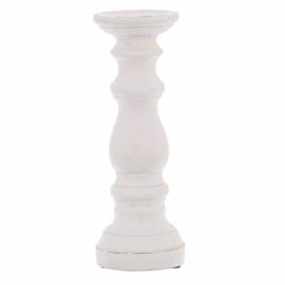 Small Column Candle Holder - Ceramic - L12 x W12 x H31 cm - Matt White White