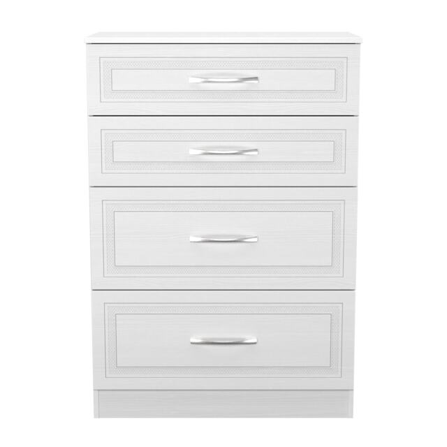 Oxford 4 Drawer Deep Chest of Drawers in Signature White (Ready Assembled) White Signature White
