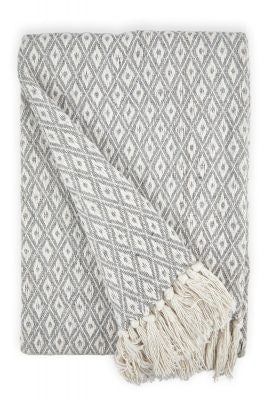 "Stockholm Collection Recycled Cotton Throw in Silver (90"" x 100"") Grey Grey"