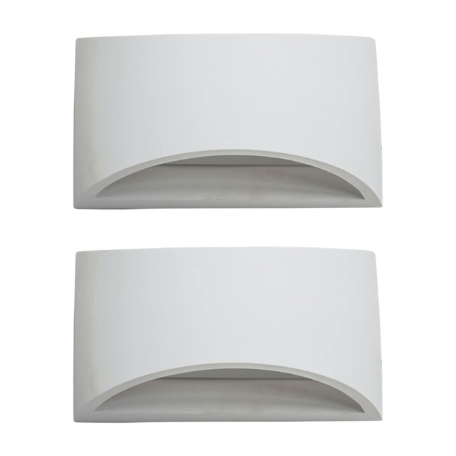 Set of 2 Marmo - White G9 Plaster Wall Lights White 2