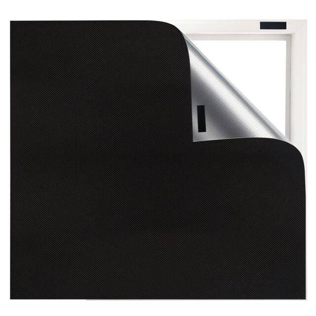 Marlow 2PC Blackout Blinds Stick On Blockout Curtain Window Shades Film Black One Size