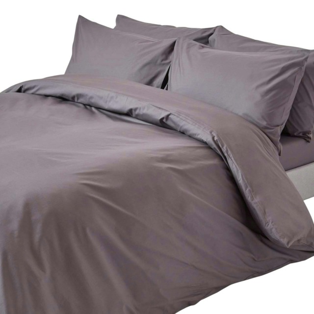 Homescapes Dark Grey Cotton Duvet Cover Set - 200 Thread Count - Double