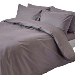 Homescapes Dark Grey Cotton Duvet Cover Set - 200 Thread Count - Double