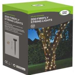 Solar Powered 200 LED Warm White Firefly String Lights Clear 1