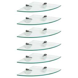 Harbour Housewares Floating Glass Corner Shelf - 30cm - Metallic Brackets - Bathroom Shower Storage Vanity Display Unit Shelf Silver Chrome 6