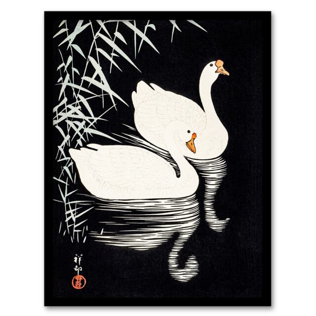 Ohara Koson Framed Wall Art Print Geese Swimming By Reeds Home Décor
