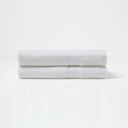 Homescapes Turkish Cotton Bath Towel Set of 2 - White White Bath towel 2