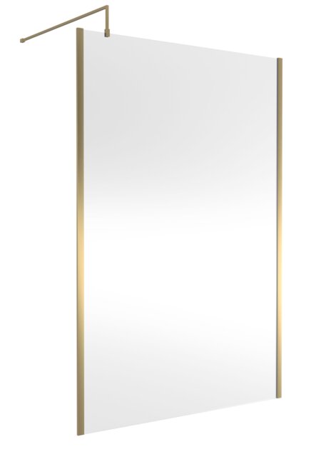 "Balterley Contemporary Wetroom Screen Aluminium - "" Outer Framed Wetroom Screen - FIX025 Copper Brushed Brass"