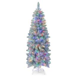 COSTWAY 5FT Pre-Lit Artificial Christmas Tree W/ 190 LED Lights Green 5ft