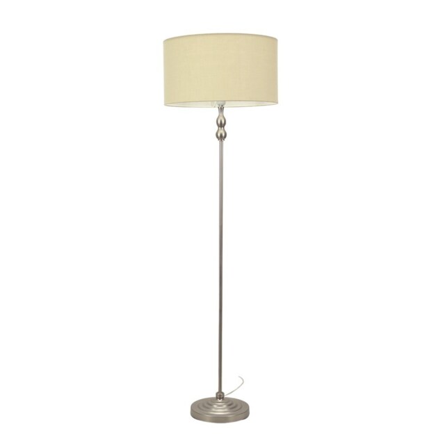 ValueLights Maggie Chrome Candlestick Floor Lamp Cream Shade