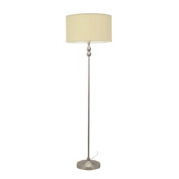 ValueLights Maggie Chrome Candlestick Floor Lamp Cream Shade