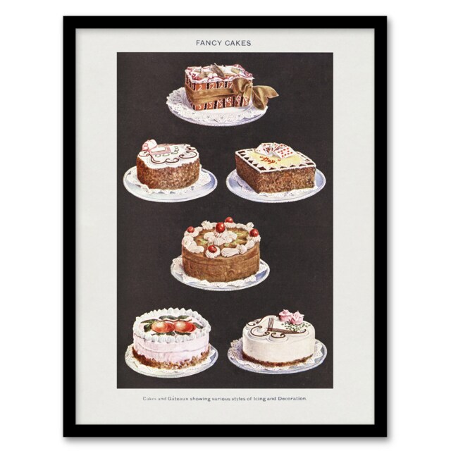"Fancy Cakes Mrs Beeton Household Management Framed Wall Art Print 12X16"""