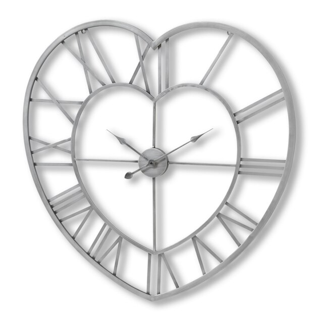 Hill Interiors Metal Frame Heart Clock - Silver - One Size