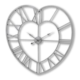 Hill Interiors Metal Frame Heart Clock - Silver - One Size