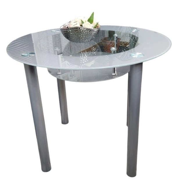 Glass Grey Dining Table Round Dining Table Dining Room Kitchen Furniture