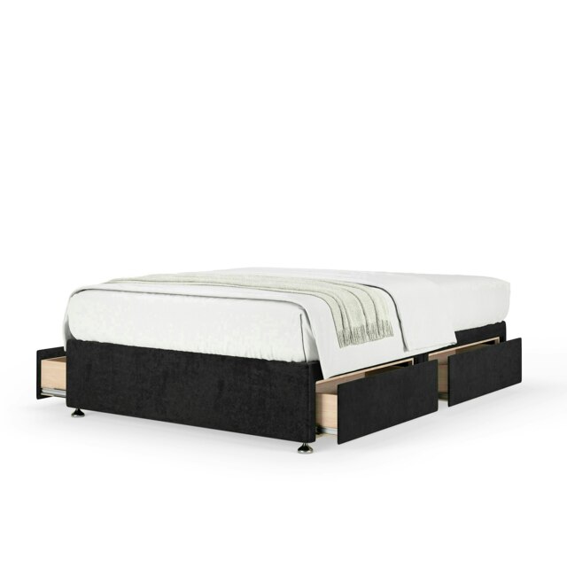 Neptune Spring Black Naples Velvet 4 Drawer Divan Set Super King