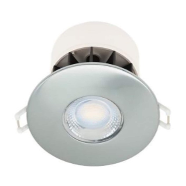 Set of 20 Fire Rated Brushed Steel LED Bathroom Recessed Downlights Chrome Brushed steel plate Large 20