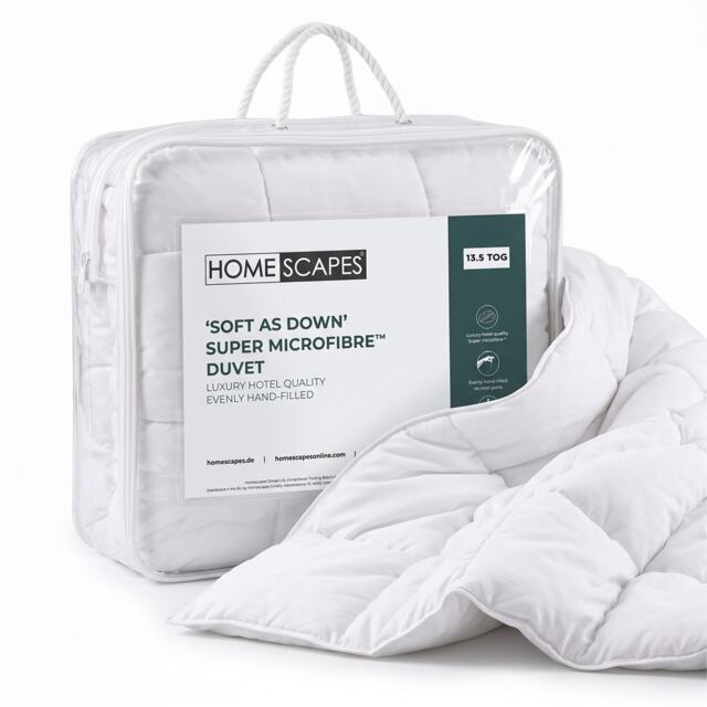 Homescapes Super Microfibre 13.5 Tog Duvet, Double White Double