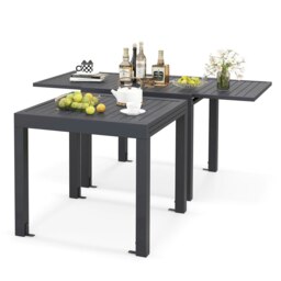 COSTWAY Patio Dining Table 80-160cm 4-6 Person Grey