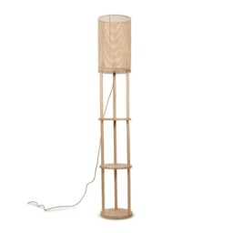 ValueLights Elsa Oak Effect Natural Floor Lamp Natural Shade