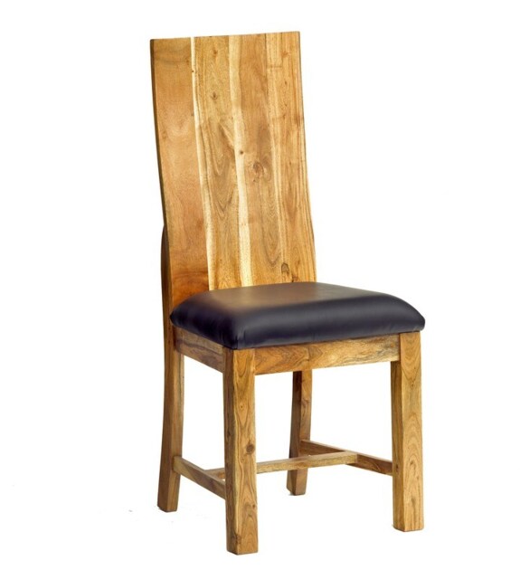 Dining Chair Matching Metropolis Industrial (Set of 2) - Metal - Acacia Solid Wood - L50 x W46 x H105 cm Brown
