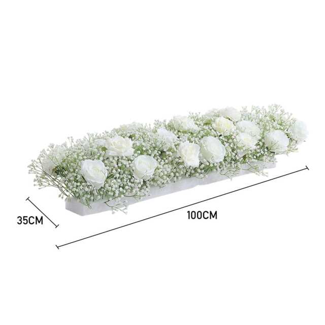 Living and Home Artificial White Rose Flowers Row for Wedding Arch Table Centerpieces