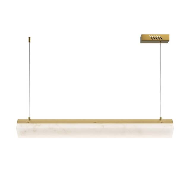 Petra Modern Bar Pendant Ceiling Light Brass 3000K 2400lm White Shade