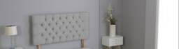 "Silver Linen Studded Chesterfield Headboard Silver 2FT6 Small Single 20""inch Headboard"