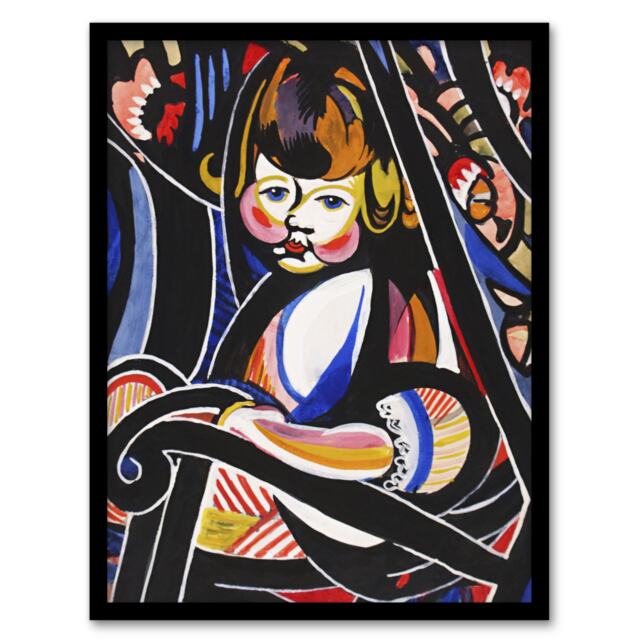 "Child in Rocker Portrait Henry Lyman Sayen Framed Wall Art Print 12X16"""