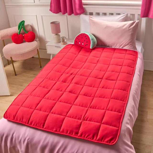OHS Kids Plain Reversible Weighted Blanket Soft Sensory Sleep Throw Pink Pink/Red